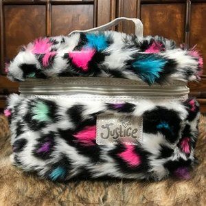 Justice Neon Faux Fur Iridescent Trim Carrying Case